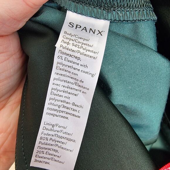 Spanx Faux Patent Leather Liquid Gloss Leggings Size M Deep Green Moto 20301R - Picture 14 of 15